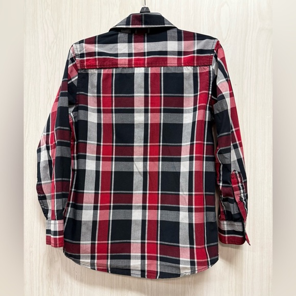 Tony Hawk Red and Black Plaid Button Down Boys Med Long Sleeve Dress Shirt 0099 - Picture 6 of 8